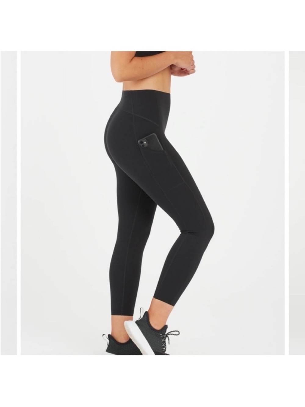 SPANX Every Wear 7/8 Active Pocket Legging Black pockets Thinfused Sz XL